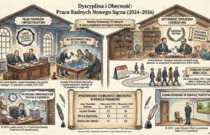 Nowy Sącz, obecność radnych na komisjach - grafika