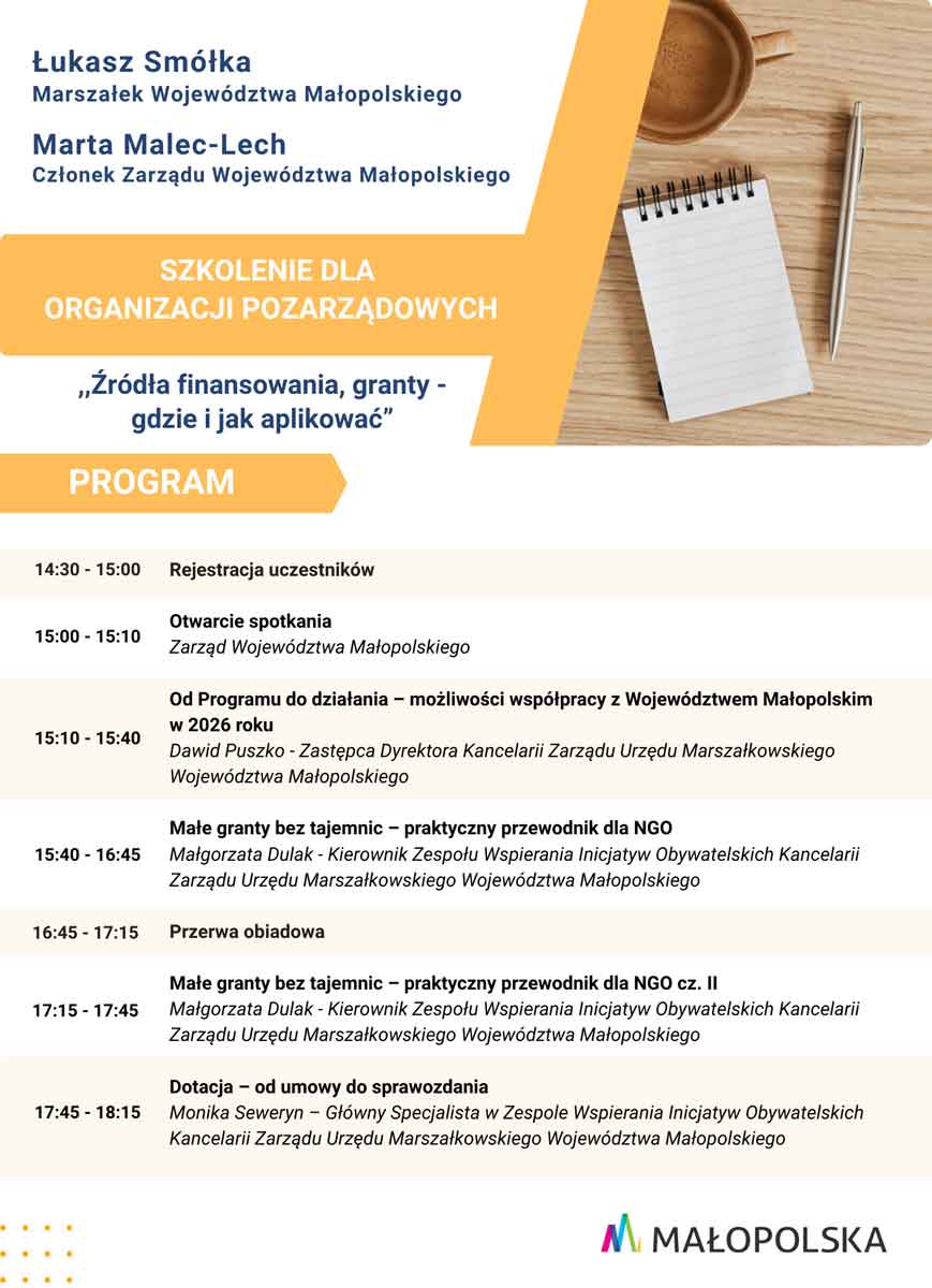 szkolenie dla NGO w Nowym Sączu: Źródła finansowania, granty - gdzie i jak aplikować