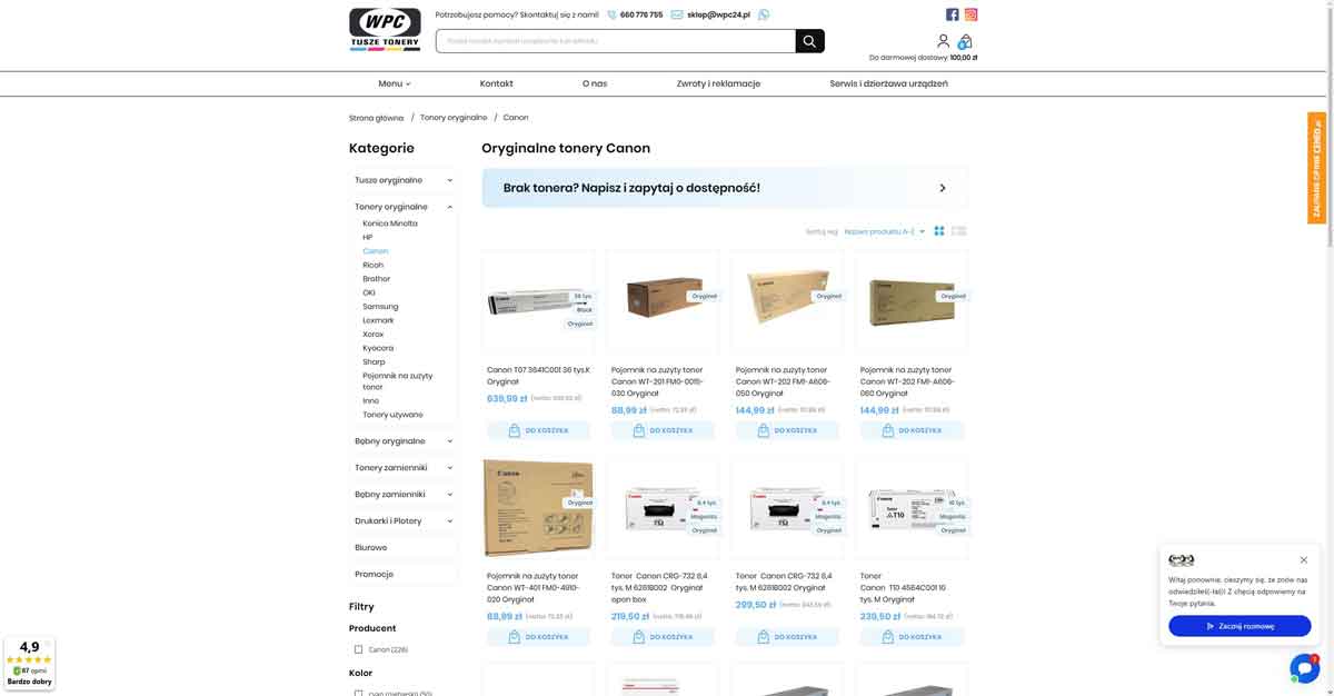 tonery Canon - sklep wpc24.pl