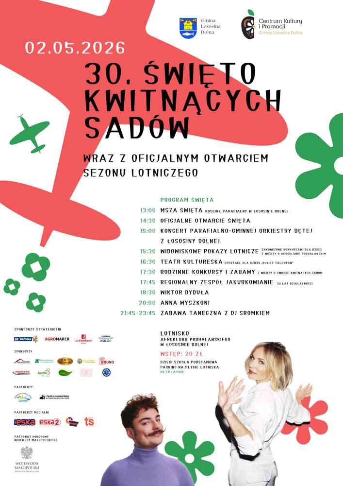 Święto Kwitnących Sadów 2026 Łososina Dolna - program, plakat