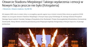 jaki był koszt imprezy z okazji otwarcia stadionu miejskiego w Nowym Sączu - zrzut ekranu ze strony spółki NIK