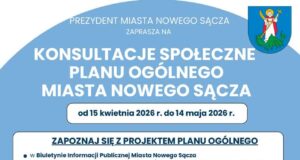 Rozpoczynają się konsultacje społeczne Planu Ogólnego Miasta Nowego Sącza konsultacje planu ogólnego miasta nowego sącza - plakat informacyjny