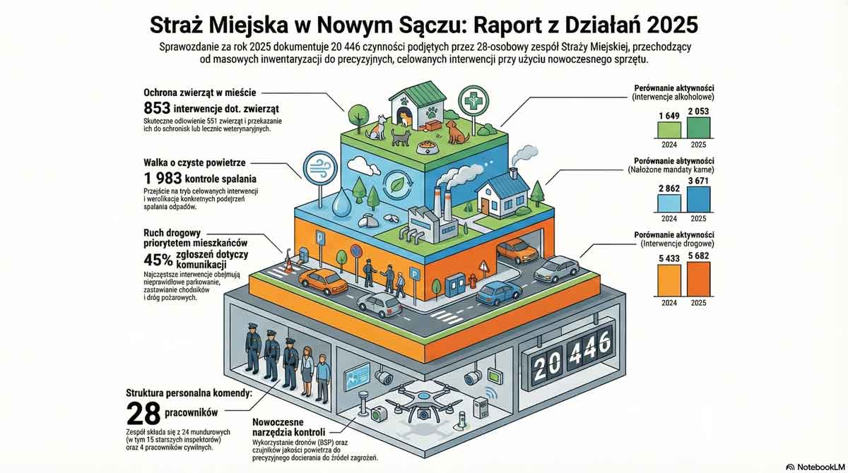 Nowy Sącz, raport Straż Miejska 2025 dane
