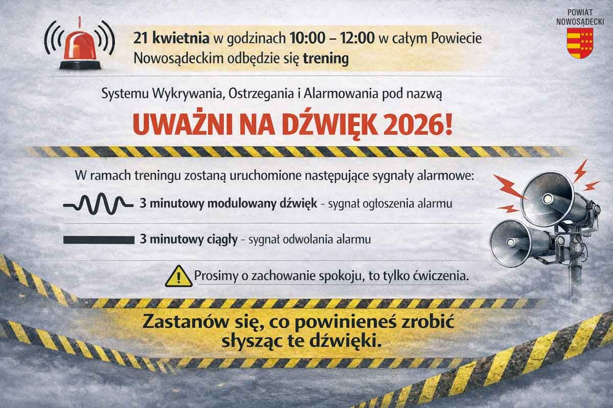 Uważni na dźwięk 2026 - ćwiczenia na terenie powiatu nowosądeckiego