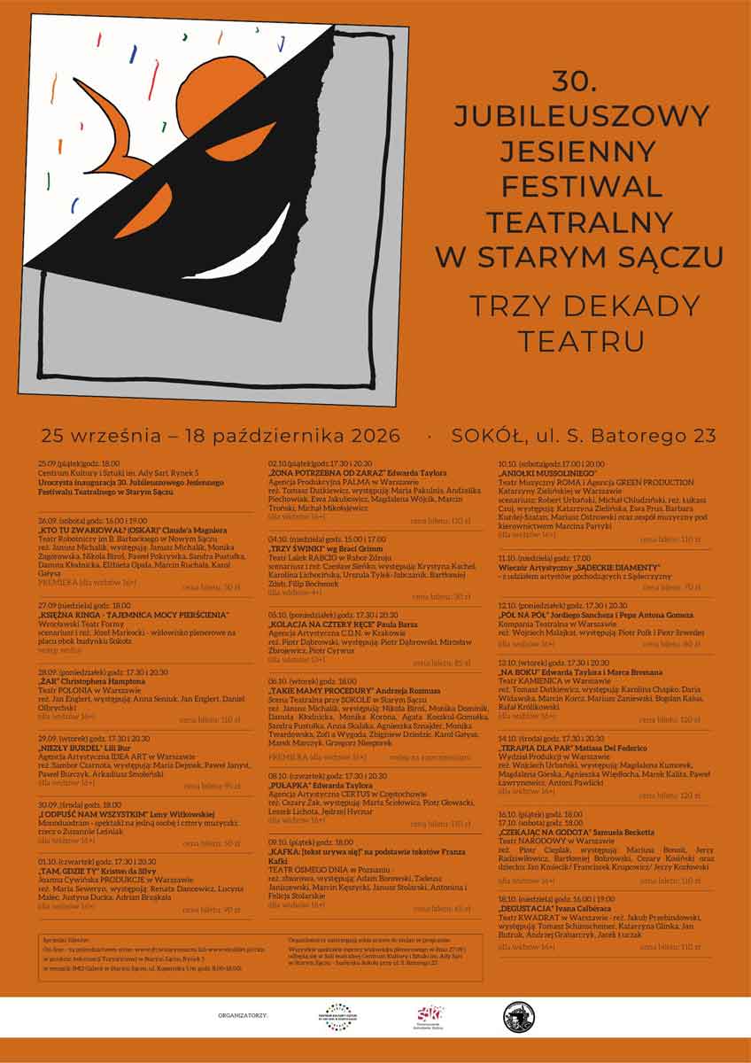 Jesienny Festiwal Teatralny 2026, Stary Sącz - plakat - program