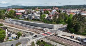zmodernizowany odcinek linii 104 w Nowym Sączu - ul. Kościuszko i Szwedzka