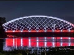 nowy most kolejowy na Dunajcu w Nowym Sączu - test iluminacji