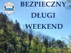 Bezpieczny długi weekend. Wzmożone działania sądeckiej Policji - grafika, las, logo
