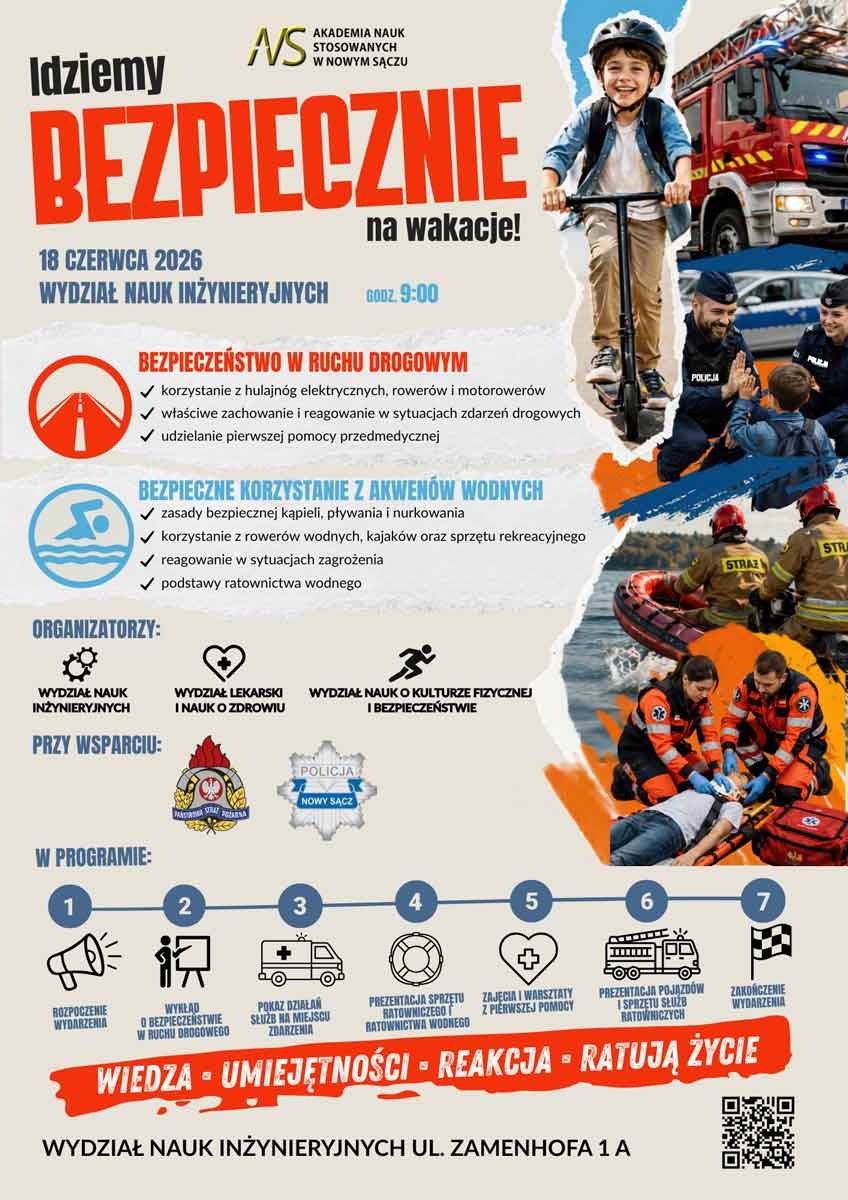 „Idziemy BEZPIECZNIE na wakacje" na Wydziale Nauk Inżynieryjnych ANS w Nowym Sączu