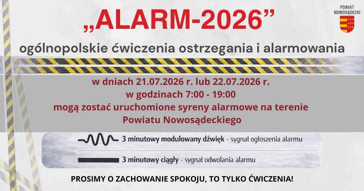 ćwiczenia alarm 2026 powiat nowosądecki - grafika