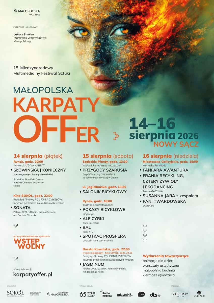 XV Międzynarodowy Multimedialny Festiwal Sztuki – Małopolska Karpaty OFFer. sądecczyzna wydarzenia sierpień