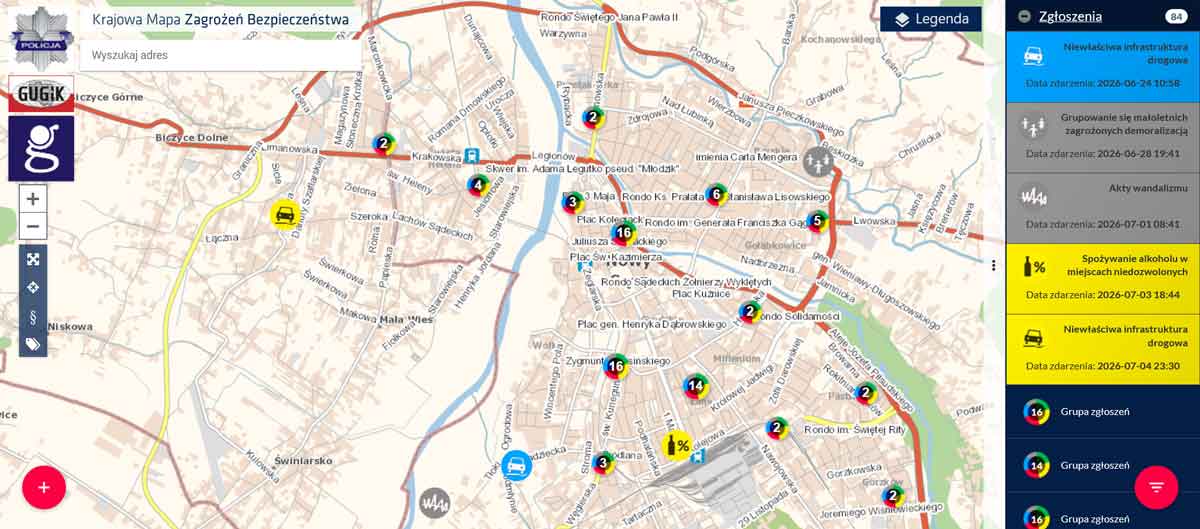 W okresie od 1 stycznia do 30 czerwca br. mieszkańcy Sądecczyzny nanieśli na Krajową Mapę Zagrożeń Bezpieczeństwa 3566 zagrożeń