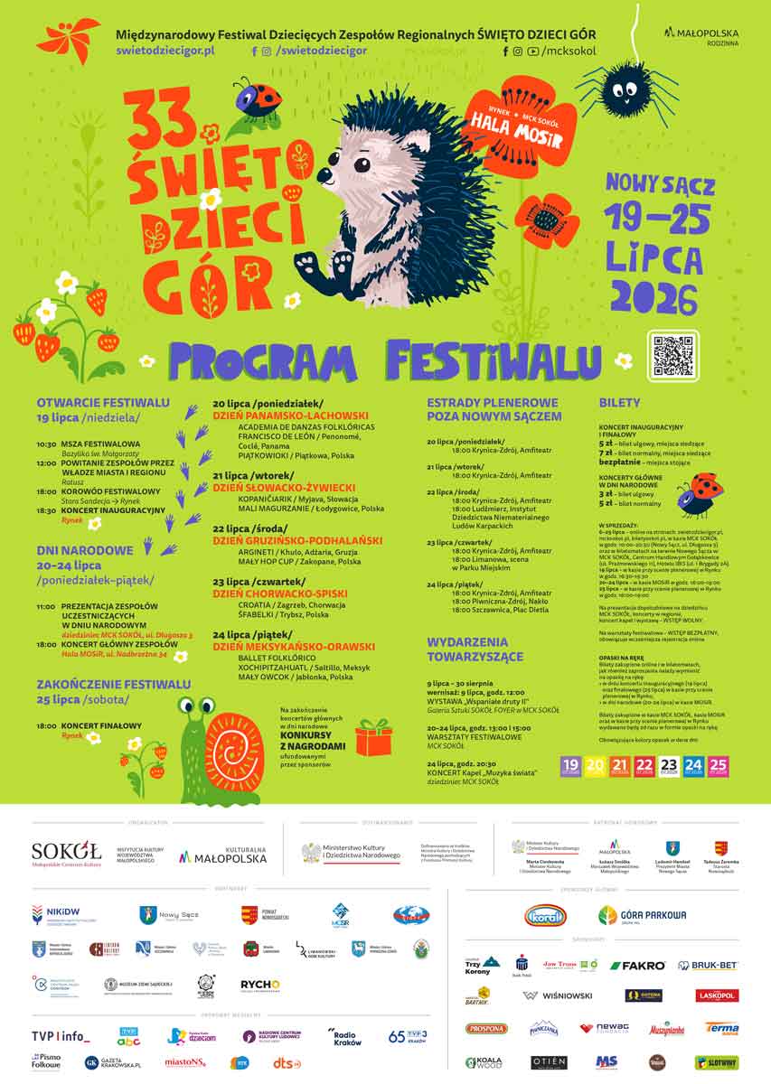 Międzynarodowy Festiwal Dziecięcych Zespołów Regionalnych ŚWIĘTO DZIECI GÓR 2026 - program