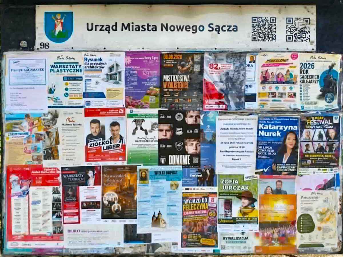 tablica informacyjna Urzędu Miasta Nowego Sącza - wybory do zarządu osiedla