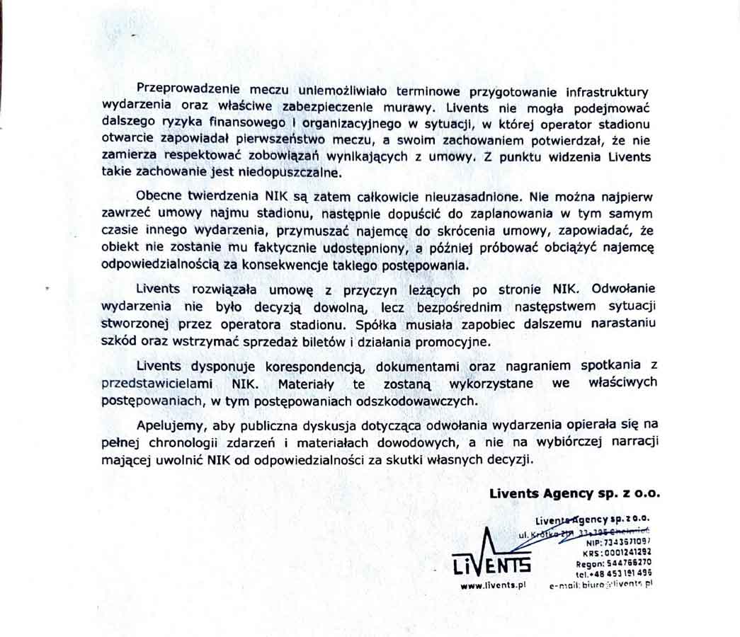 LivEnts Agency - stanowisko w sprawie Peak Festival i oświadczenia NIK - część 2