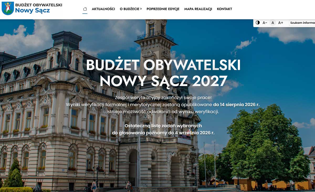 harmonogram budżetu obywatelskiego na 2027 Nowy Sącz