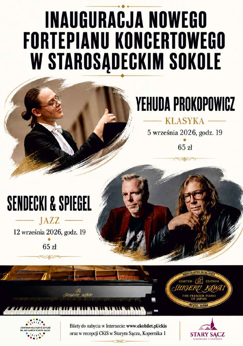 Stary Sącz koncerty: 5 września Yehuda Prokopowicz, 12 września Vladyslav Sendecki