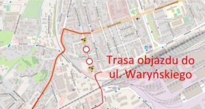 Od 17 sierpnia zamknięta część ulicy Waryńskiego Od 17 sierpnia zamknięty dla ruchu będzie odcinek ulicy Waryńskiego - od ul. Zygmuntowskiej do Kolejowej - objazd mapka