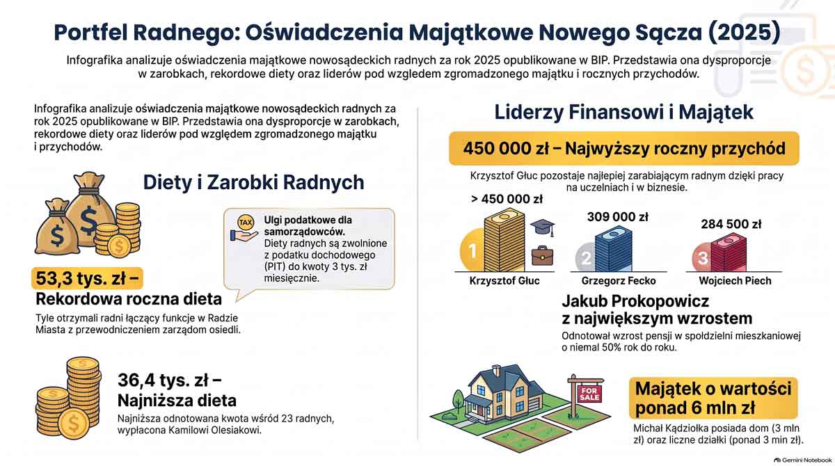 oświadczenia majątkowe 2025 - Rada Miasta Nowego Sącza - infografika
