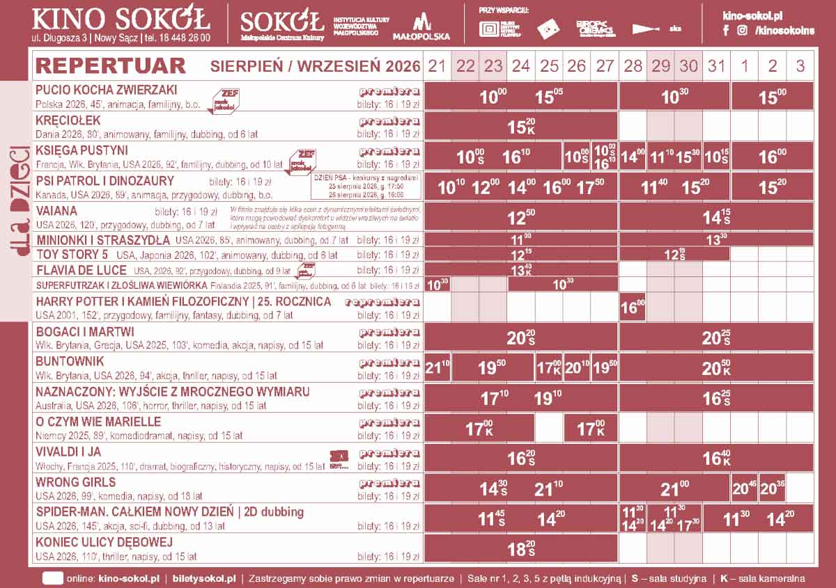 Repertuar kina Sokół (do 3 września)
