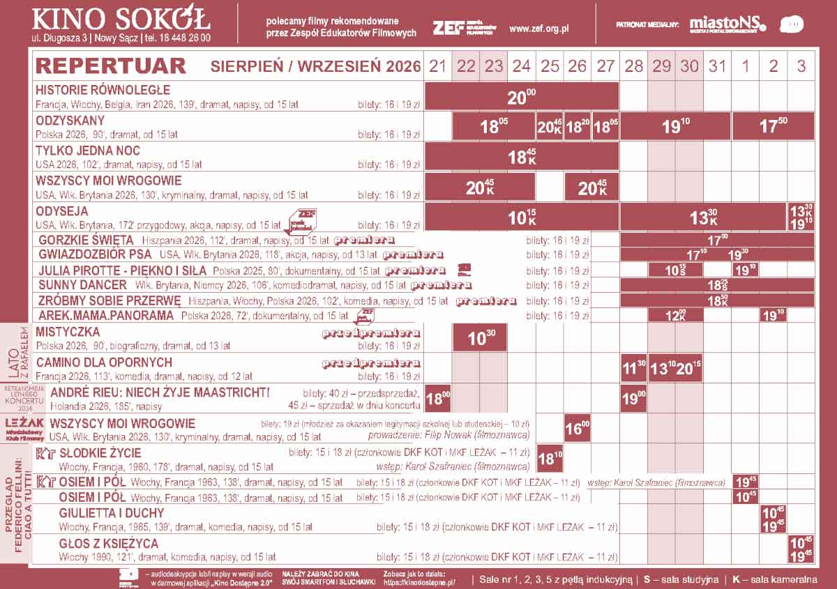 Repertuar kina Sokół (do 3 września) część 2