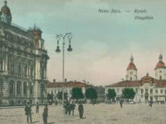 Nowy Sącz - rynek i ratusz - na pocztówce wydanej w 1915 roku