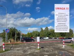 parking Bulwar Narwiku Nowy Sącz, koło szpitala, zamknięty w związku z przebudową