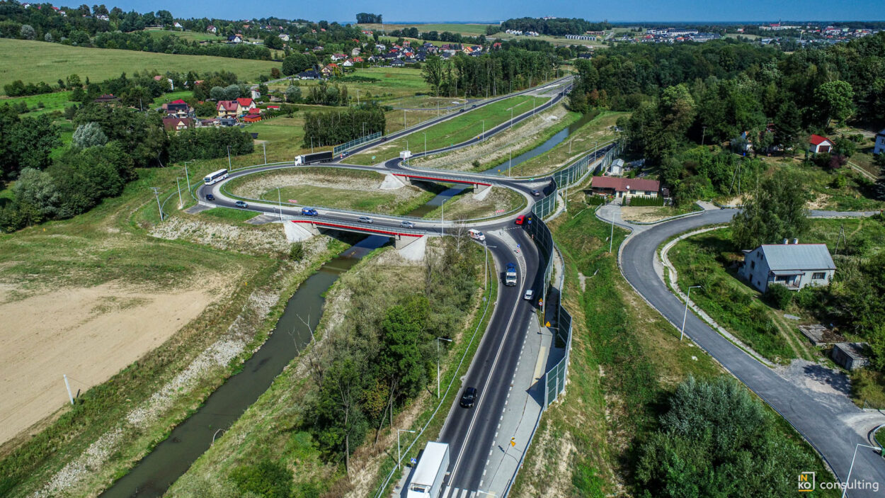Odcinek Okocim Uszew rozpocznie się na rondzie w Okocimiu, które powstało jako część zachodniej obwodnicy Brzeska.