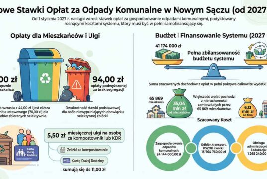 opłata za śmieci w Nowym Sączu w 2027 - infografika