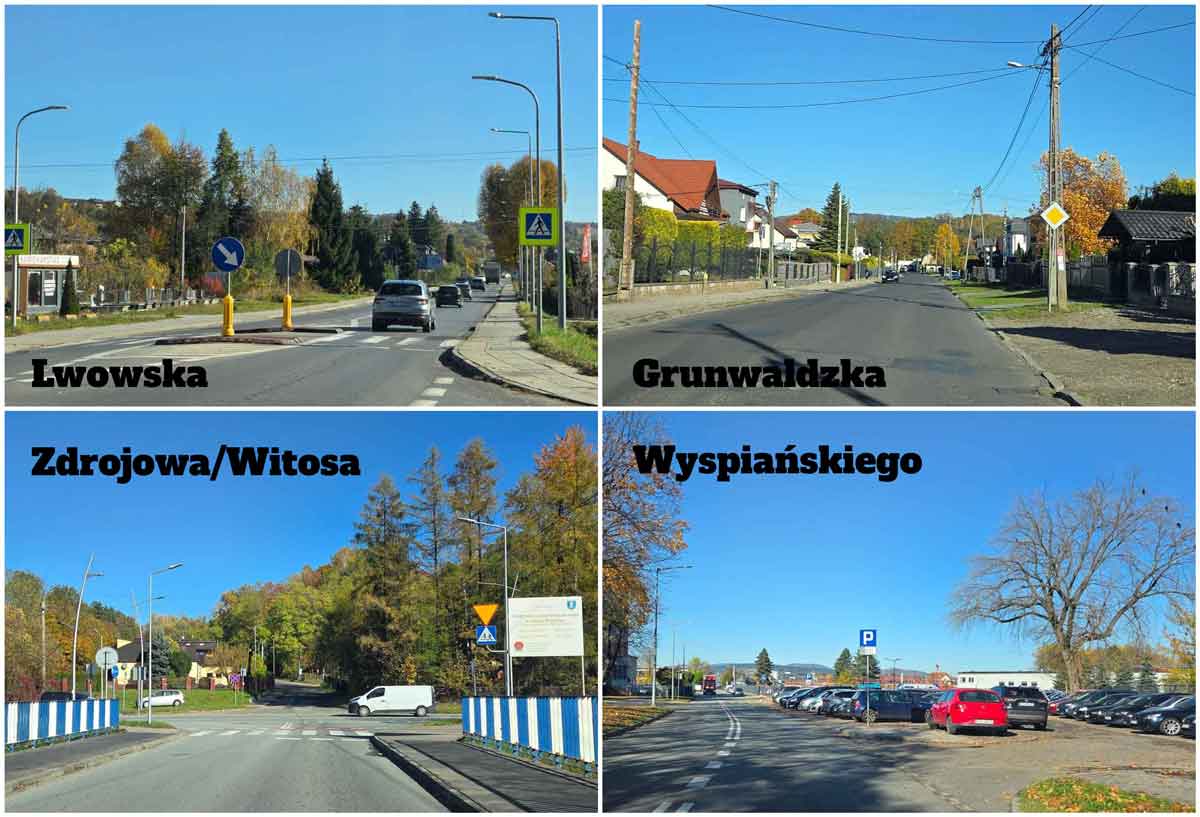Nowy Sącz - planowane prace drogowe koniec 2026 - collage