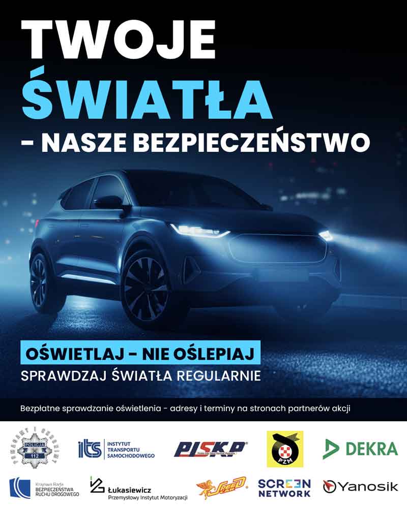 akcja „TWOJE ŚWIATŁA – NASZE BEZPIECZEŃSTWO” 2026. Bezpłatnie sprawdzisz stan oświetlenia w swoim samochodzie